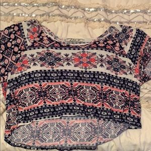 Chloe K tribal Print Crop Top